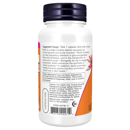 NOW Foods, Biotina 5000 mcg – 60 Capsule vegetale