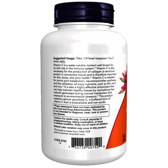 Vitamina C Tamponată Calciu Ascorbat – NOW Foods Calcium Ascorbate – Vitamina C Tamponată 227 g – NOW Foods