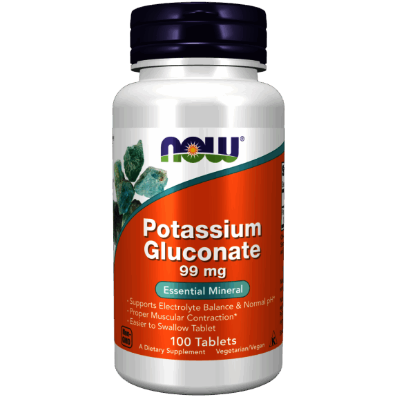 Potasiu Gluconat 99 mg – NOW Foods Potassium Gluconate 99 mg – 100 Tablete – NOW Foods