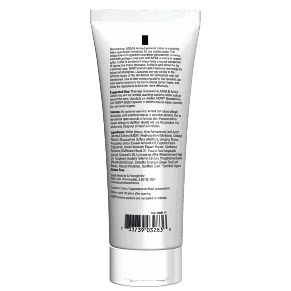 Loțiune cu Glucozamină, MSM & Arnica – 8 oz (237 ml) – NOW Foods (NOW Solutions) Loțiune liposomală Glucosamine MSM & Arnica – 8 oz (237 ml) – NOW Foods (gamă NOW Solutions)