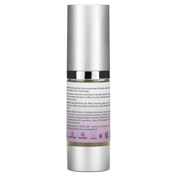 NOW Foods, Ser fermitate cu Acid hialuronic, pentru pentru fermitatea pielii și reducerea ridurilor