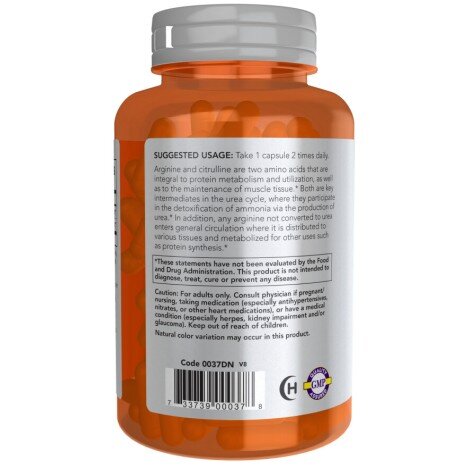 Arginina cu Citrulina NOW Foods NOW Foods Arginina Citrulina capsule