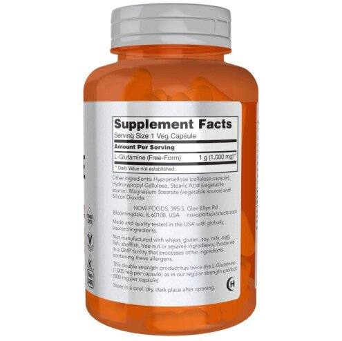 L-Glutamina 1000 mg – 120 Capsule vegetale – NOW Foods NOW Foods, L-Glutamina 1000 mg – 120 Capsule vegetale