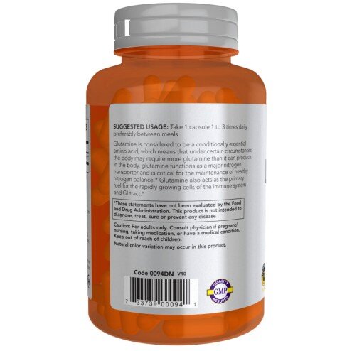 L-Glutamina 1000 mg – 120 Capsule vegetale – NOW Foods NOW Foods, L-Glutamina 1000 mg – 120 Capsule vegetale