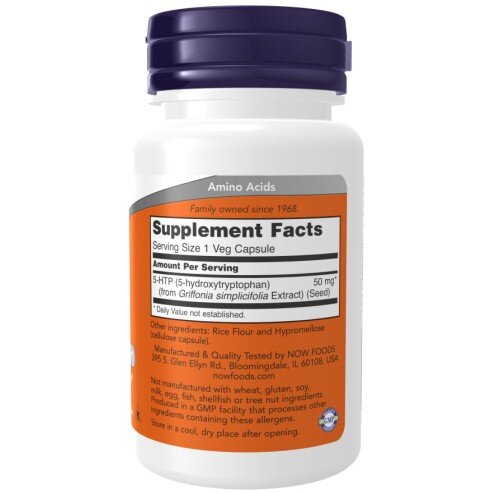 5-HTP 50 mg – 30 Capsule vegetale – NOW Foods NOW Foods, 5-HTP 50 mg – 30 Capsule vegetale