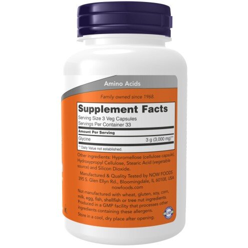 Glicina 1000 mg – 100 Capsule vegetale – NOW Foods NOW Foods, Glicina 1000 mg – 100 Capsule vegetale