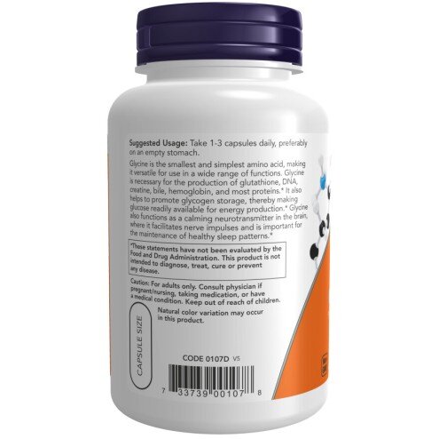 Glicina 1000 mg – 100 Capsule vegetale – NOW Foods NOW Foods, Glicina 1000 mg – 100 Capsule vegetale