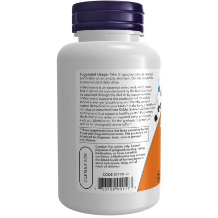 L-Metionina cu Vitamina B-6 – 100 Capsule – NOW Foods NOW Foods, L-Metionina cu Vitamina B-6 – 100 Capsule
