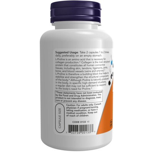 L-Prolina 500 mg – 120 Capsule vegetale – NOW Foods NOW Foods, L-Prolina 500 mg – 120 Capsule vegetale