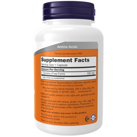 L-Tirozina 500 mg – 120 Capsule – NOW Foods NOW Foods, L-Tirozina 500 mg – 120 Capsule