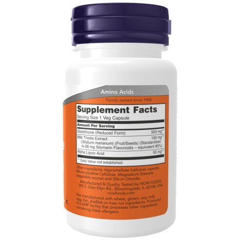 Glutation 500 mg – 30 Capsule vegetale – NOW Foods NOW Foods, Glutation 500 mg – 30 Capsule vegetale