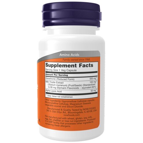 NOW Foods, Glutation 500 mg – 30 Capsule vegetale