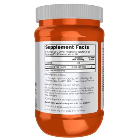 L-Arginina – 454 g – NOW Foods NOW Foods, L-Arginina – 454 g