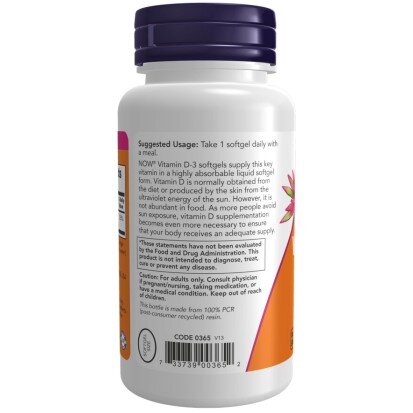 Vitamina D-3 1000 IU – 180 Gelule moi – NOW Foods NOW Foods, Vitamina D-3 1000 IU – 180 Gelule moi