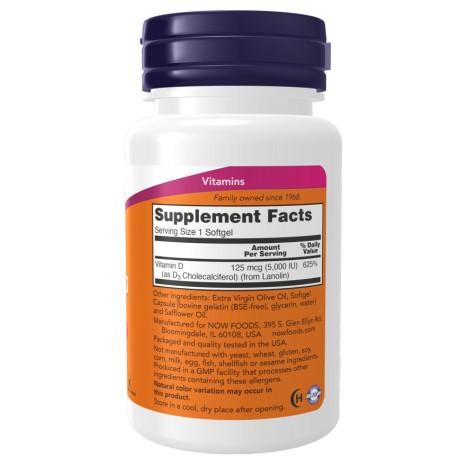 Vitamina D-3 5000 IU – 120 Gelule moi – NOW Foods NOW Foods, Vitamina D-3 5000 IU – 120 Gelule moi