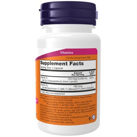 MEGA D-3 + K-2 MK7 – 60 Capsule vegetale – NOW Foods NOW Foods, MEGA D-3 + K-2 MK7 – 60 Capsule vegetale