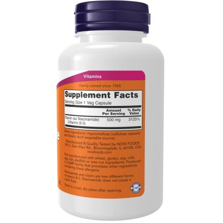 NOW Foods, Vitamina B-3 500 mg – 100 Capsule vegetale