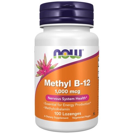 NOW Foods, Methyl B12 1000mcg - 100 Tablete NOW Foods, Methyl B12 1000mcg, pentru pentru susținerea energiei și sănătatea sistemului nervos