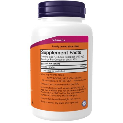 NOW Foods, Inositol Pure - 113g NOW Foods, Inositol Pure, pentru pentru susținerea sănătății mentale și echilibrul hormonal
