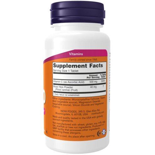 NOW Foods, Vitamina C-500 -100 Tablete NOW Foods, Vitamina C-500, pentru pentru susținerea sistemului imunitar și protecția antioxidantă