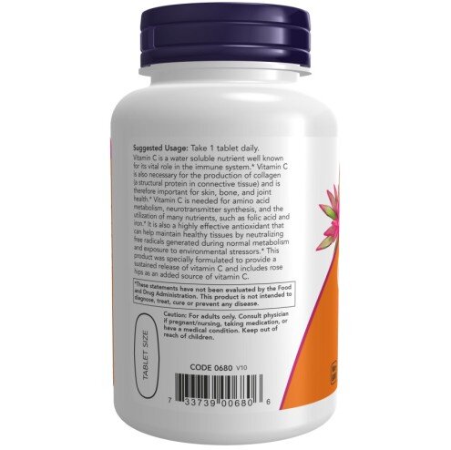 NOW Foods, Vitamina C-1000 cu Macese, Eliberare Prelungita, pentru pentru susținerea imunității și protecția antioxidantă