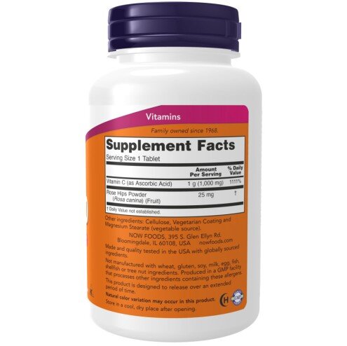 NOW Foods, Vitamina C-1000 cu Macese, Eliberare Prelungita, pentru pentru susținerea imunității și protecția antioxidantă