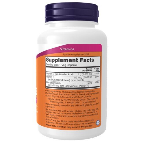 Vitamina C Zinc D3 NOW Foods NOW Foods Vitamina C Zinc D3 capsule vegetale