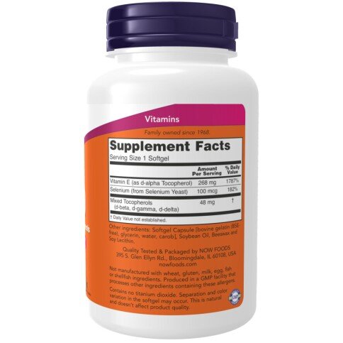 Vitamina E cu Seleniu NOW Foods NOW Foods Vitamina E cu Seleniu gelule moi