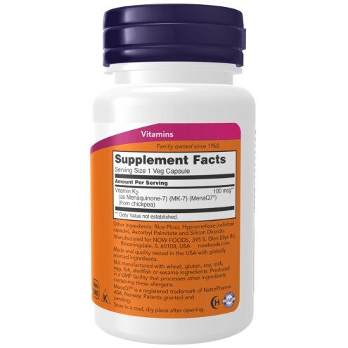 Vitamina K2 MK7 NOW Foods NOW Foods Vitamina K2 MK7 capsule vegetale