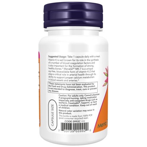 Vitamina K2 MK7 NOW Foods NOW Foods Vitamina K2 MK7 capsule vegetale