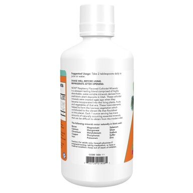 NOW Foods, Minerale Coloidale cu Aroma de zmeura - 946ml NOW Foods, Minerale Coloidale cu Aroma de zmeura, pentru pentru echilibrul mineral și susținerea sănătății generale