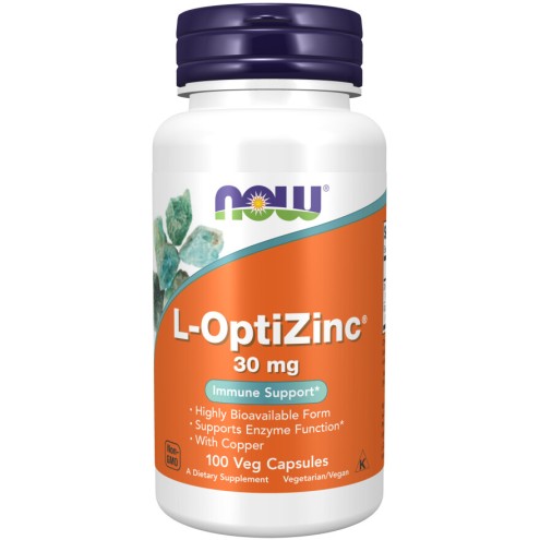 NOW Foods, Foods L-OptiZinc 30 mg - 100 Capsule vegetale NOW Foods, L-OptiZinc 30 mg, pentru pentru susținerea sănătății pielii și sistemului imunitar