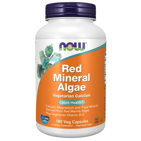 NOW Foods, Red Mineral Algae - 180 Capsule vegetale NOW Foods, Red Mineral Algae, pentru pentru susținerea sănătății oaselor și a sistemului cardiovascular