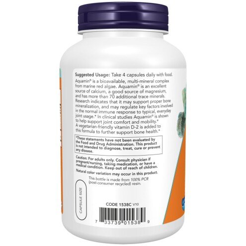 NOW Foods, Red Mineral Algae - 180 Capsule vegetale NOW Foods, Red Mineral Algae, pentru pentru susținerea sănătății oaselor și a sistemului cardiovascular