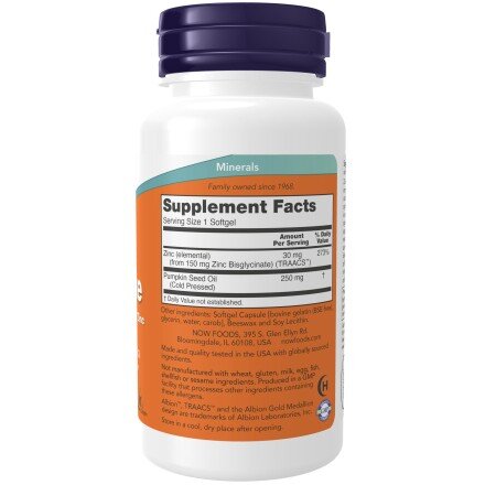 NOW Foods, Zinc Glycinate - 120 Softgels NOW Foods, Zinc Glycinate, pentru pentru susținerea imunității și sănătatea pielii