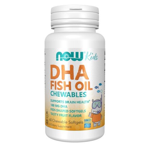 NOW Foods, DHA Kids (Omega-3) - 60 Gelule masticabile NOW Foods, DHA Kids, Omega-3 pentru pentru susținerea dezvoltării creierului și sănătatea oculară la copii