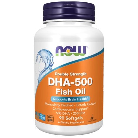 NOW Foods, DHA 500mg (Omega-3) - 90 Softgels NOW Foods, DHA 500mg, Omega-3 pentru pentru susținerea sănătății cardiovasculare și a funcției cognitive