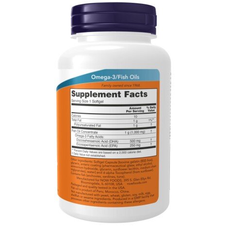 NOW Foods, DHA 500mg (Omega-3) - 90 Softgels NOW Foods, DHA 500mg, Omega-3 pentru pentru susținerea sănătății cardiovasculare și a funcției cognitive