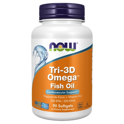 NOW Foods, Tri-3D Omega, pentru pentru susținerea sănătății cardiovasculare și reducerea inflamației
