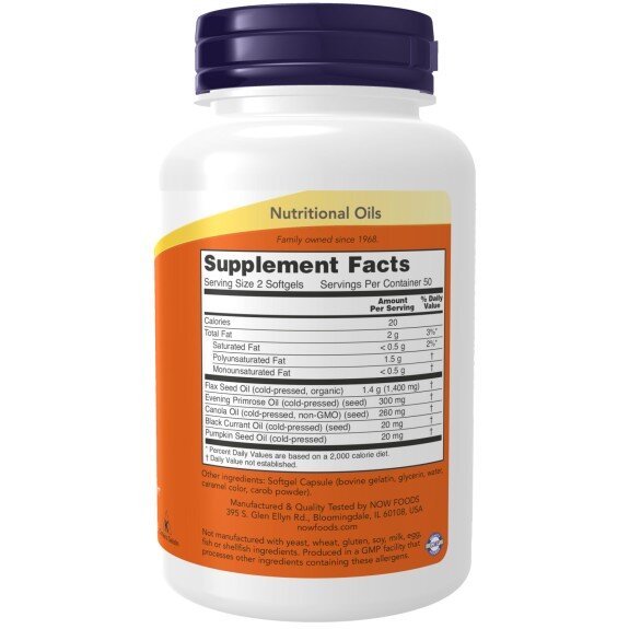 NOW Foods, Omega 3-6-9 1000mg, pentru pentru susținerea sănătății cardiovasculare și reducerea inflamației