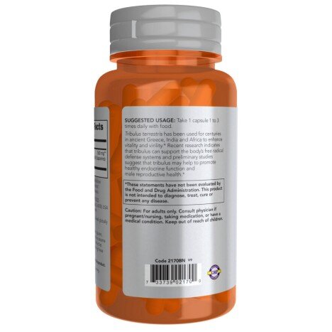 NOW Foods, Tribulus 500mg - 100 Capsule NOW Foods, Tribulus 500mg, pentru pentru susținerea performanței fizice și echilibrul hormonal