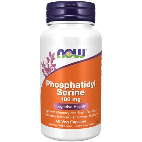 NOW Foods, Phosphatidyl Serine 100mg - 60 Capsule vegetale NOW Foods, Phosphatidyl Serine 100mg, pentru pentru susținerea sănătății cognitive și a funcțiilor mentale