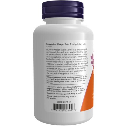 NOW Foods, Foods Phosphatidyl Serine 300mg - 50 Softgels NOW Foods, Phosphatidyl Serine 300mg, pentru pentru susținerea sănătății cognitive și echilibrul mental