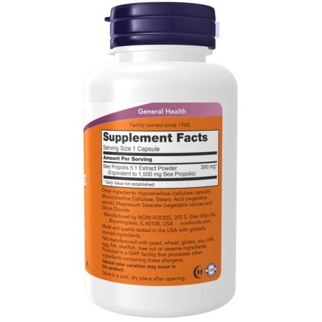 NOW Foods, Propolis 5:1 Extract, 1500mg, pentru pentru sprijinul sistemului imunitar și protecția antioxidantă