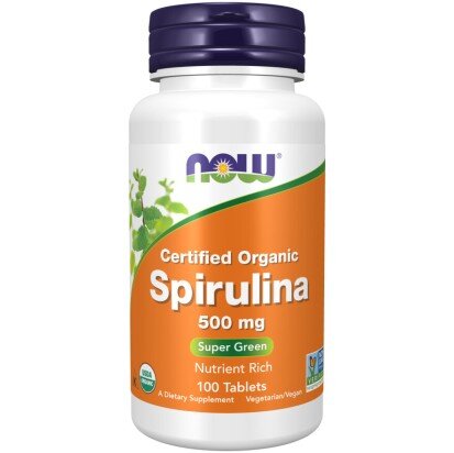 NOW Foods, Spirulina Organica Non-GMO 500mg, pentru pentru susținerea energiei și protecția antioxidantă