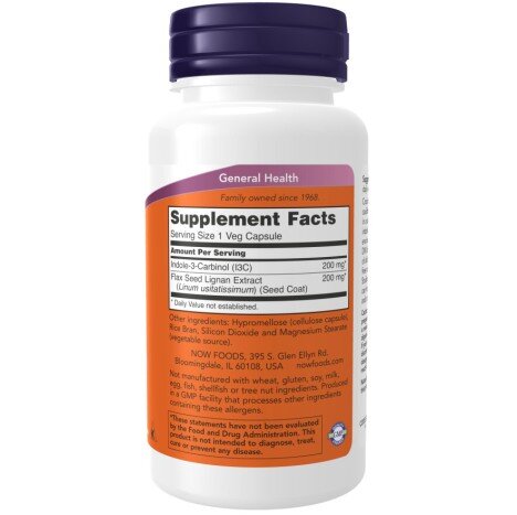 NOW Foods, Indole-3-Carbinol (I3C) 200mg - 60 Capsule NOW Foods, Indole-3-Carbinol (I3C), pentru pentru susținerea sănătății hormonale și protecția celulară