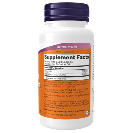 NOW Foods, Quercetin cu Bromelaina, pentru pentru susținerea sistemului imunitar și reducerea inflamației
