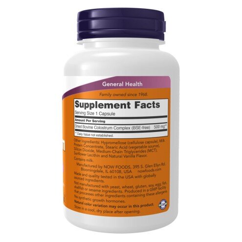 NOW Foods, Foods Colostrum 500mg NOW Foods, Colostrum 500mg, pentru pentru susținerea sistemului imunitar și regenerarea celulară