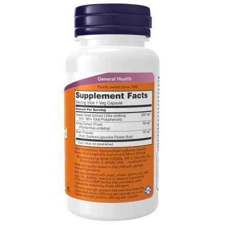 NOW Foods, Foods Grape Seed Extract 250mg NOW Foods, Grape Seed Extract 250mg, pentru pentru protecția antioxidantă și sănătatea cardiovasculară