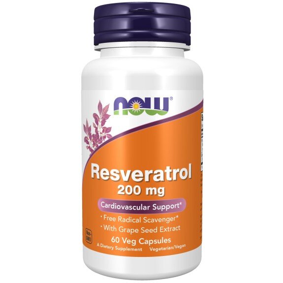 NOW Foods, Natural Resveratrol 200mg, pentru pentru protecția antioxidantă și susținerea sănătății cardiovasculare